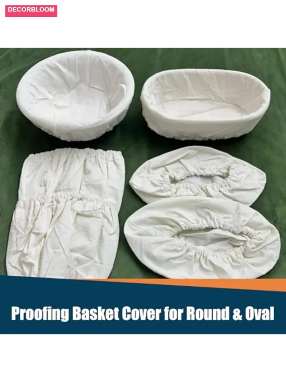 6 Pack Linen Banneton Proofing Basket Liners, Elastic Edge, Reusable Bread